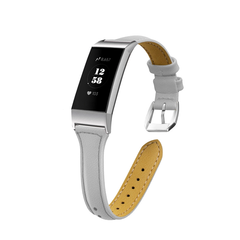 CBFC03 Bandas de reloj de reemplazo de ganancia de cuero genuino superior para Fitbit Charge 3