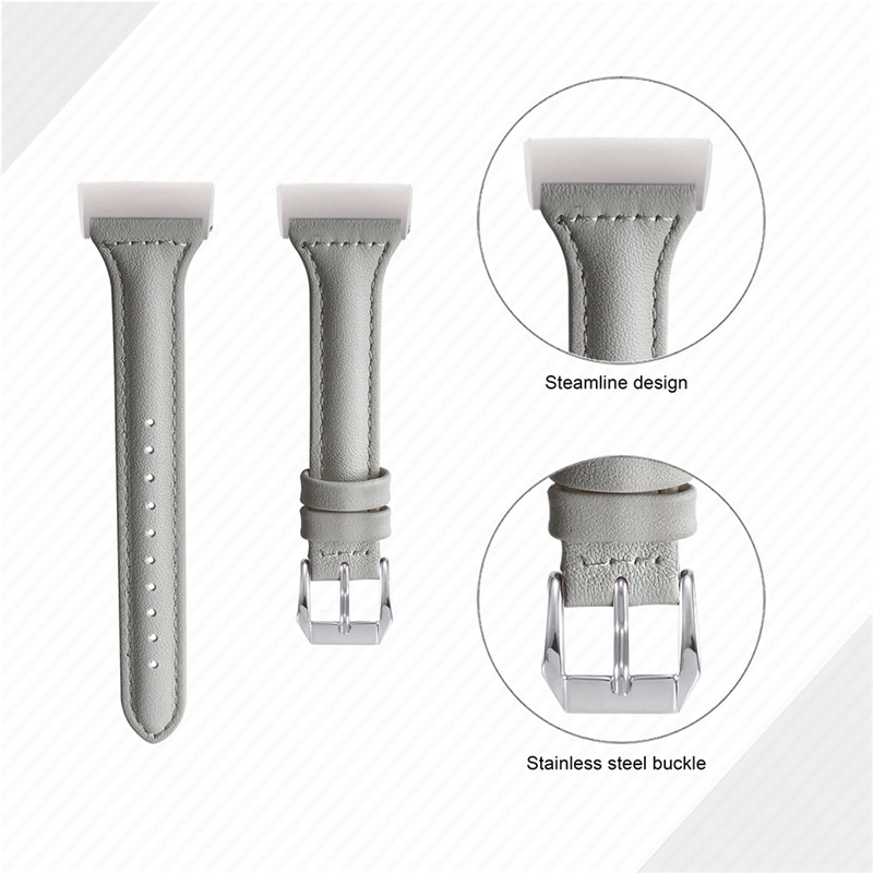 CBFC03 Bandas de reloj de reemplazo de ganancia de cuero genuino superior para Fitbit Charge 3
