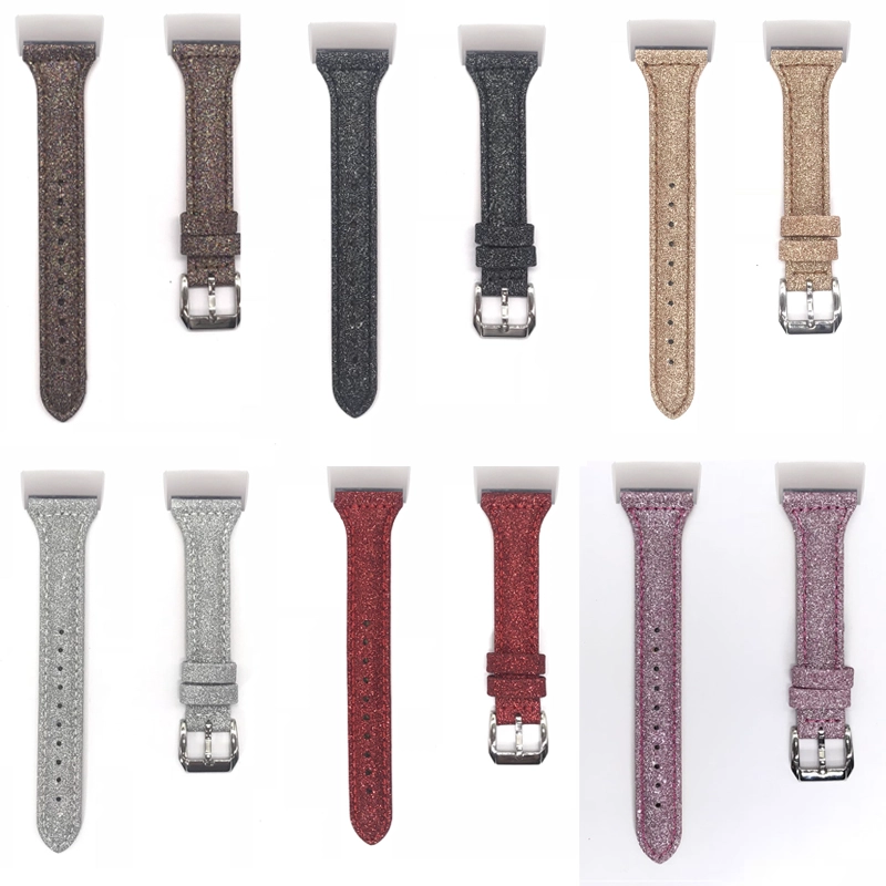 CBFC04 Glitter Leather Replacement Watch Strap For Fitbit Charge 3