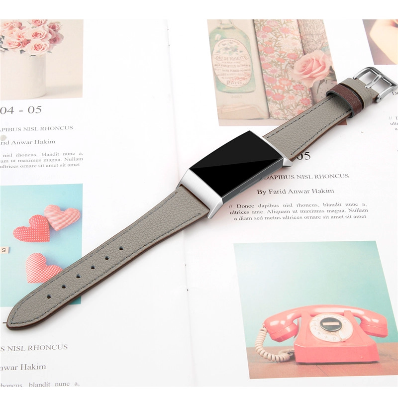 CBFC08 Classic Genuine Leather Wristband Strap For Fitbit Charge 3