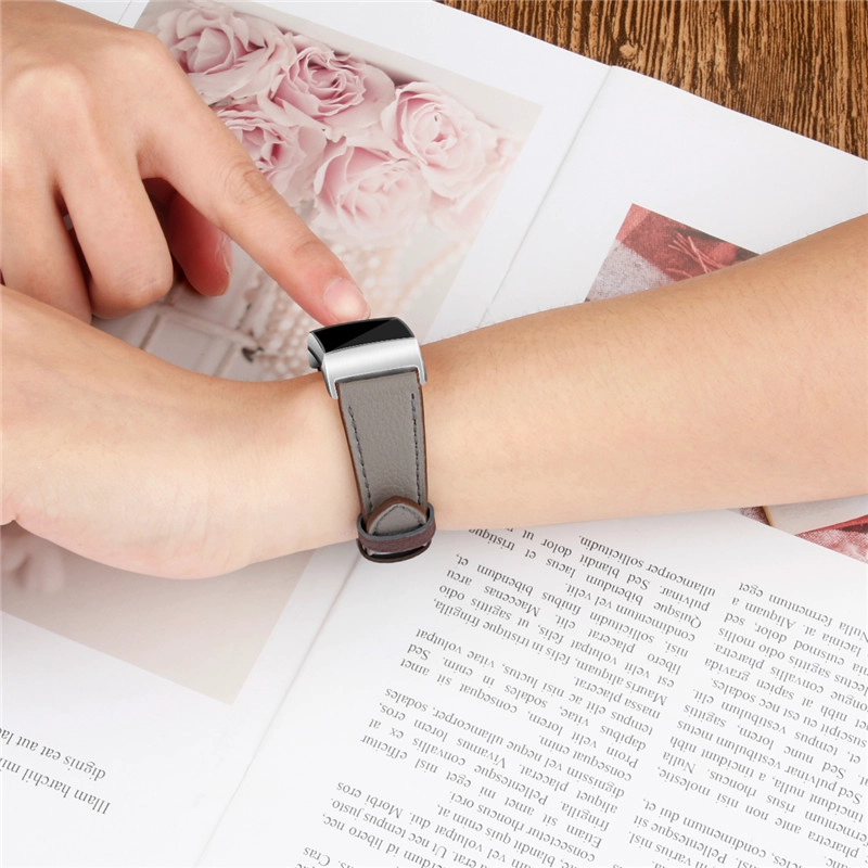 CBFC08 Classic Genuine Leather Wristband Strap For Fitbit Charge 3