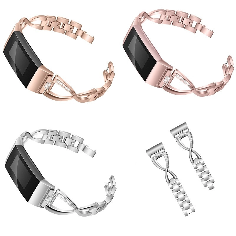 CBFC12 Trendybay Fashion Jewelry X-Link Correa de muñeca de metal de acero inoxidable para Fitbit Charge 3