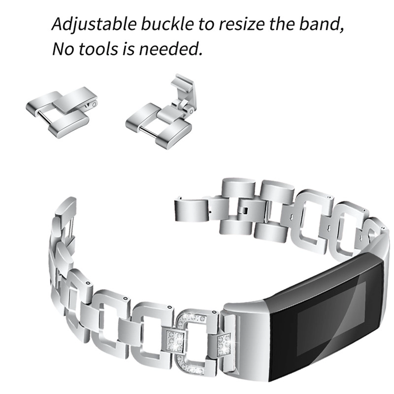 CBFC20 Mujeres Bling Diamond Jewelry Bracelet Correa de muñeca para Fitbit Charge 3