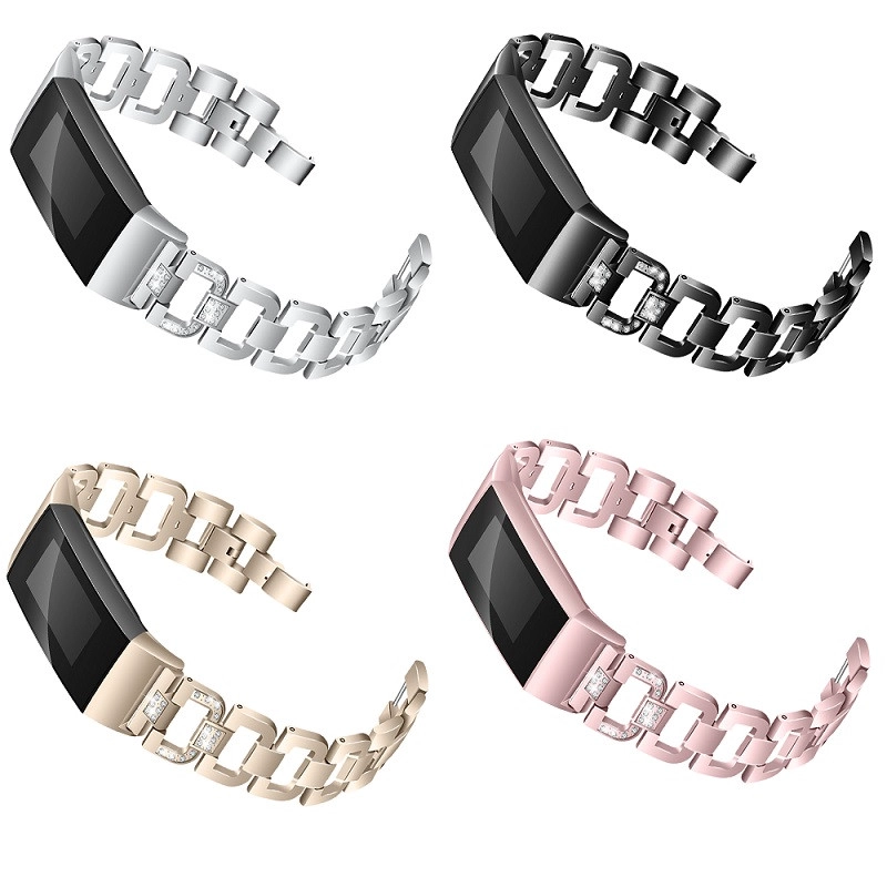 CBFC20 Mujeres Bling Diamond Jewelry Bracelet Correa de muñeca para Fitbit Charge 3