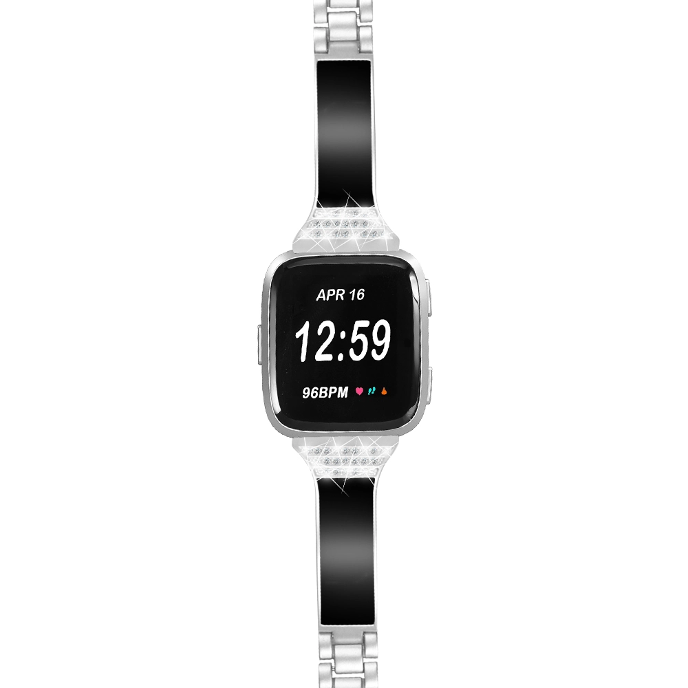 CBFC201 Fitbit Versa için Bling Rhinestone Alaşım Saat Kayışı