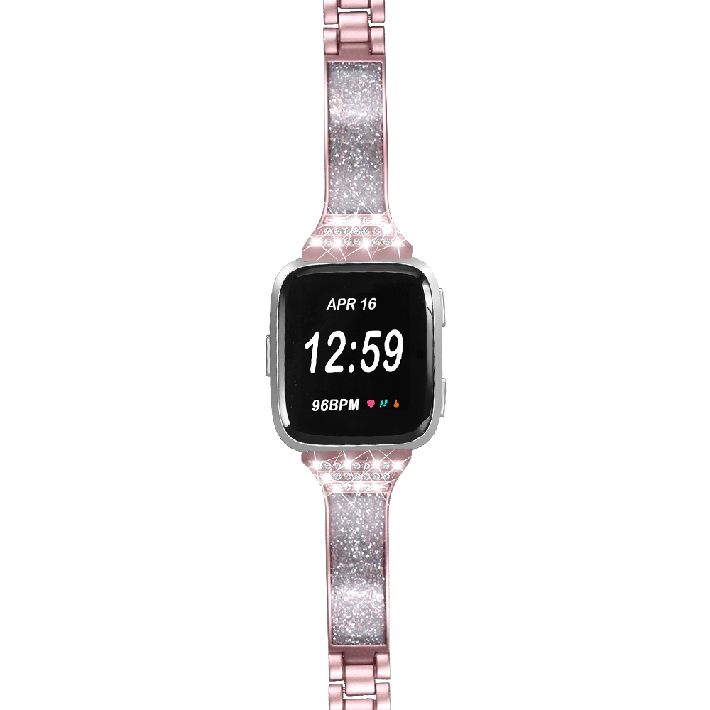 CBFC201 Fitbit Versa için Bling Rhinestone Alaşım Saat Kayışı