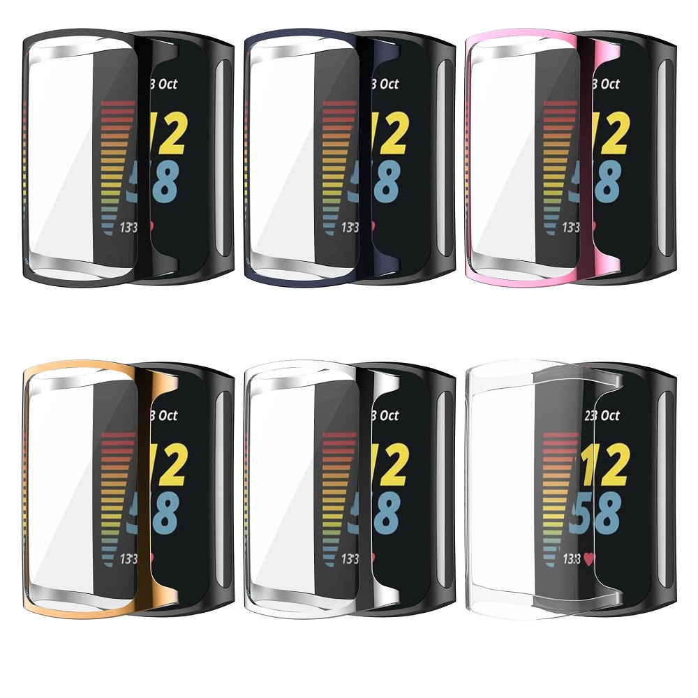 Caja de reloj de protector de pantalla completa transparente transparente CBFC5-04 Funda protectora de protector de pantalla completa para cargos FitBit 5