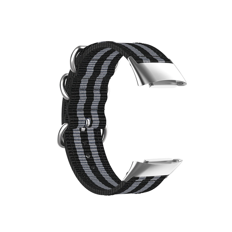 CBFC5-07 Banda de nylon de nylon de rayas de alta calidad de alta calidad Correa de reloj de lona para cargar con fitbit 5 pulsera