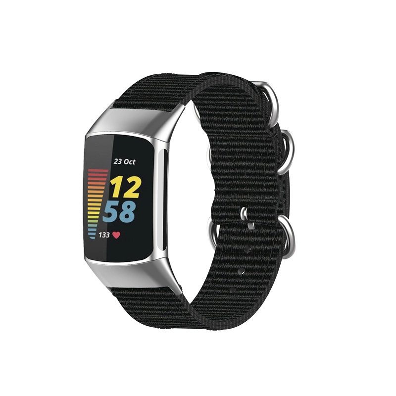 CBFC5-07 Banda de nylon de nylon de rayas de alta calidad de alta calidad Correa de reloj de lona para cargar con fitbit 5 pulsera