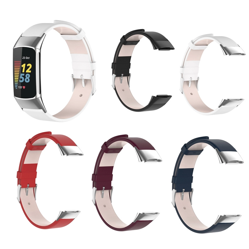 CBFC5-08 Kadın Erkek Yedek Watchband PU Deri Saat Kayışı Fitbit Charge 5 Band için