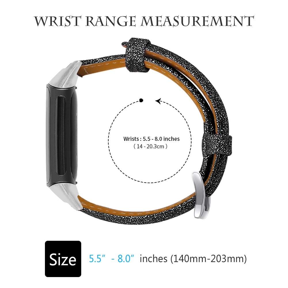 CBFC5-16 Sangle de montre en cuir à imprimé fleur pour Fitbit Charge 5
