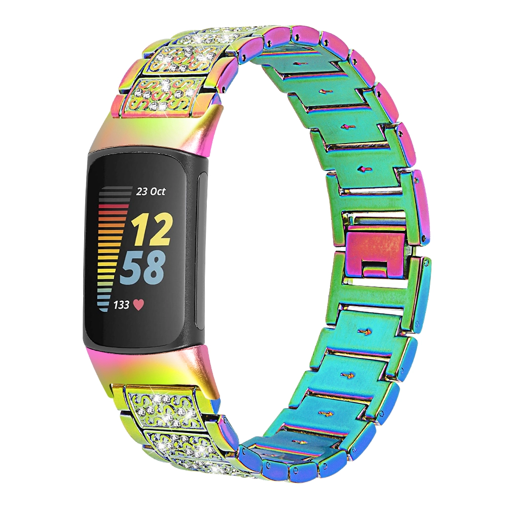 CBFC5-26 Vintage Metal Zinc Alloy Watch Band For Fitbit Charge 5 Smartwatch