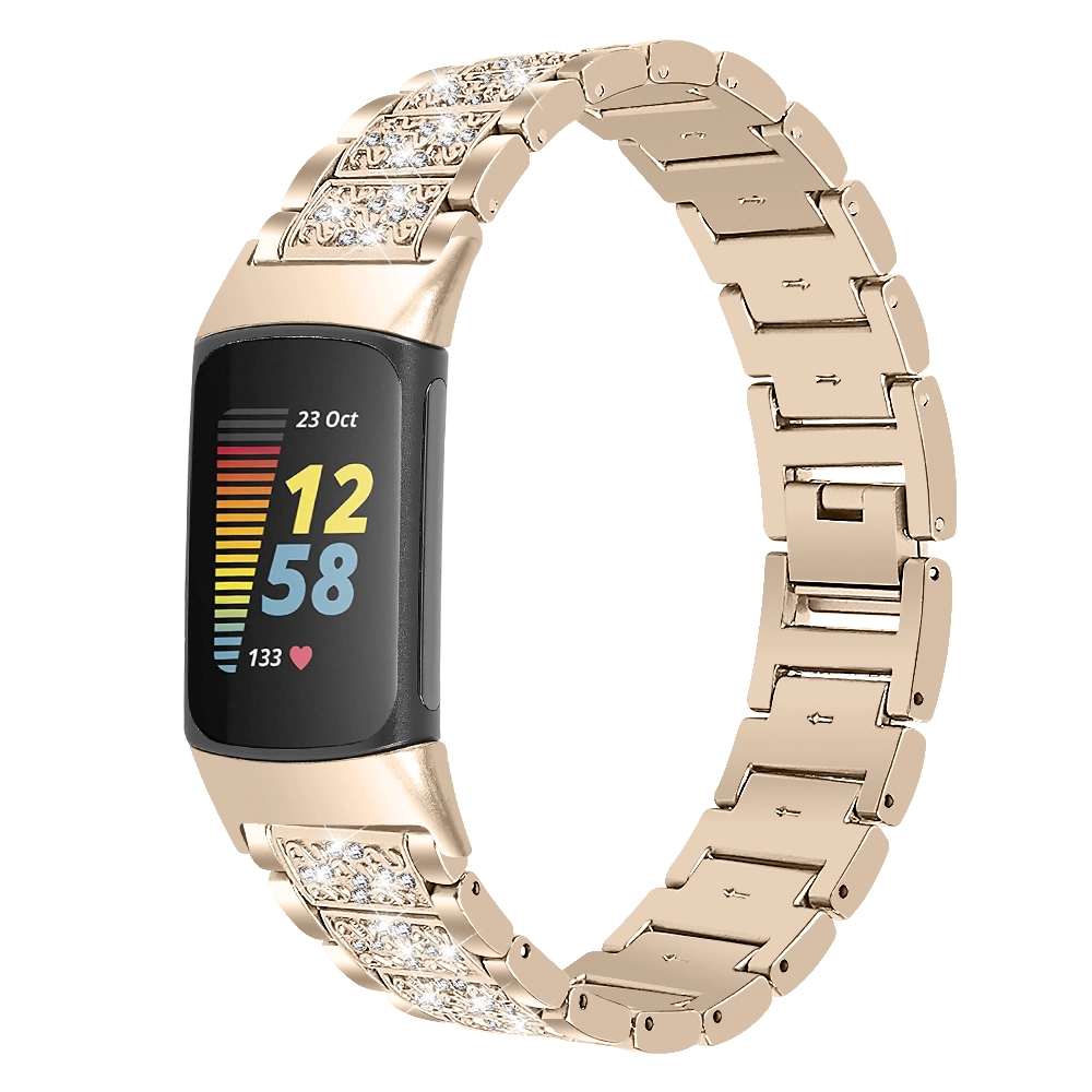 CBFC5-26 Vintage Metal Zinc Alloy Watch Band For Fitbit Charge 5 Smartwatch