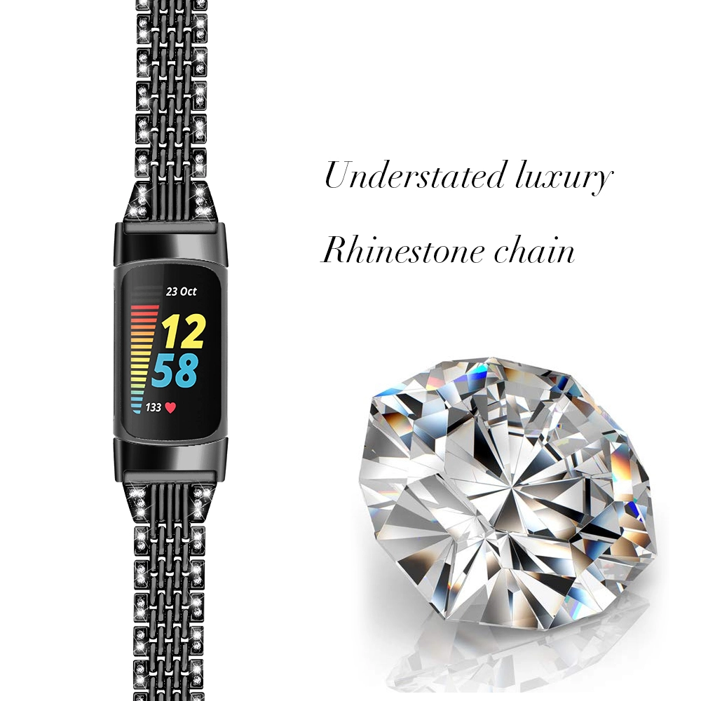 CBFC5-30 Slim Bling Rhinestone Aleación de zinc de la aleación de metal correas para la carga Fitbit 5