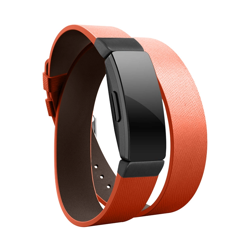 CBFC59 Banda de reloj de cuero larga de doble recorrido para Fitbit Inspire / Inspire HR