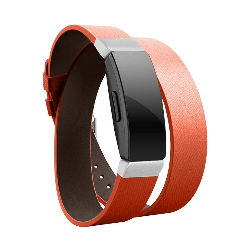 CBFC59 Banda de reloj de cuero larga de doble recorrido para Fitbit Inspire / Inspire HR