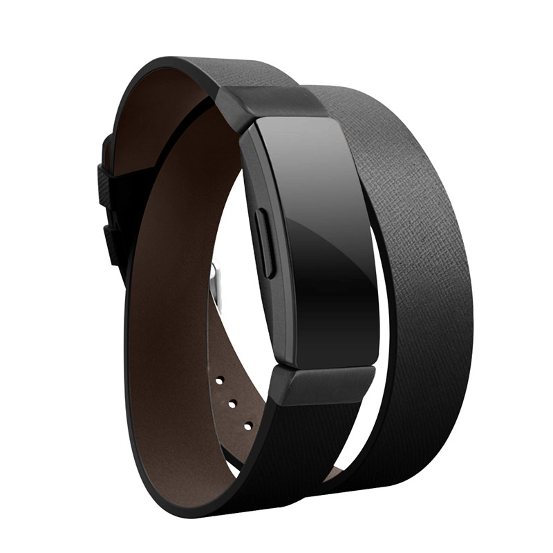 CBFC59 Banda de reloj de cuero larga de doble recorrido para Fitbit Inspire / Inspire HR