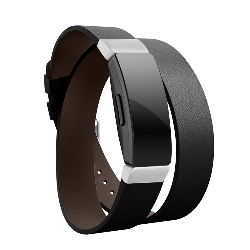 CBFC59 Banda de reloj de cuero larga de doble recorrido para Fitbit Inspire / Inspire HR