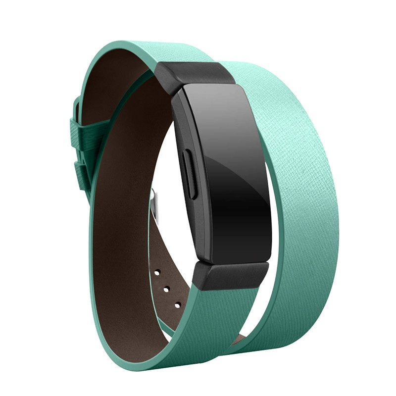 CBFC59 Banda de reloj de cuero larga de doble recorrido para Fitbit Inspire / Inspire HR
