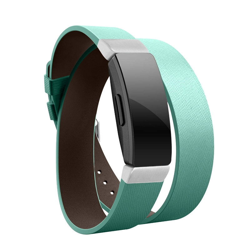 CBFC59 Banda de reloj de cuero larga de doble recorrido para Fitbit Inspire / Inspire HR