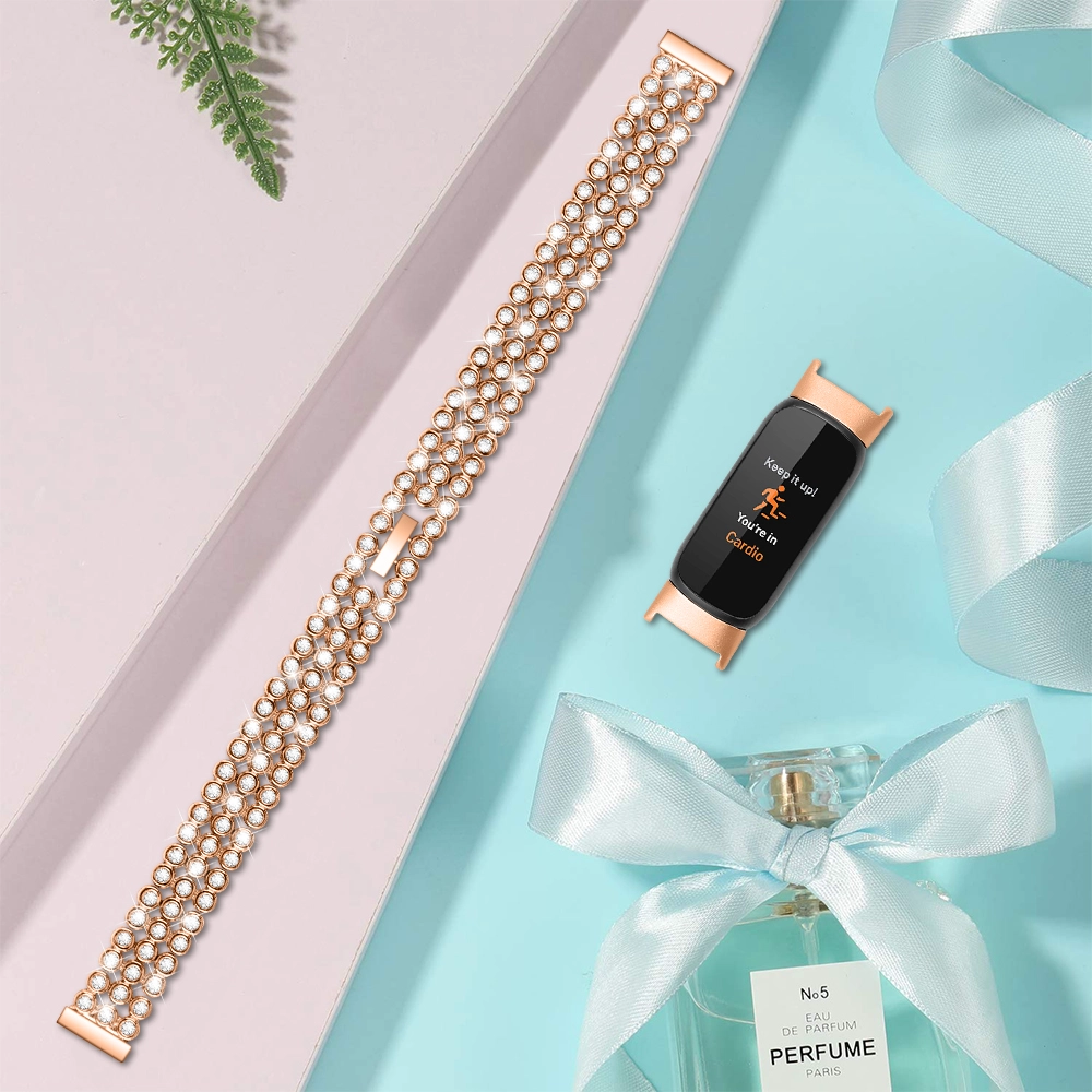 CBFL06 Sıcak Satış Lüks Elmas Bileklik Saat Kayışı Metal Bant Fitbit Luxe Aksesuarları için