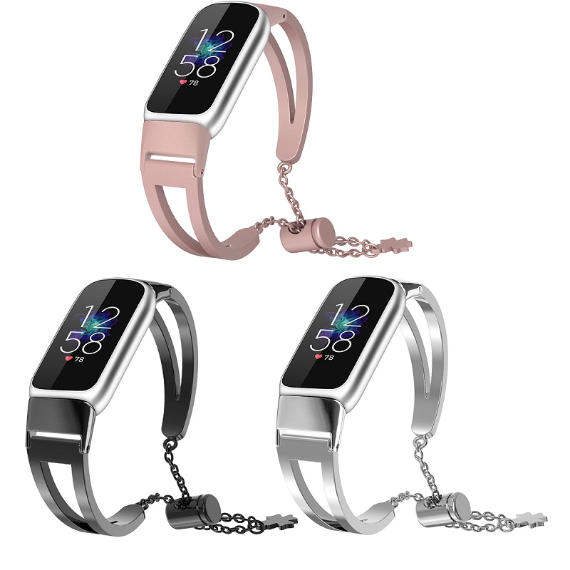 CBFL11 조정 가능한 교체 럭셔리 체인 팔찌 금속 시계 스트랩 fitbit luxe 밴드