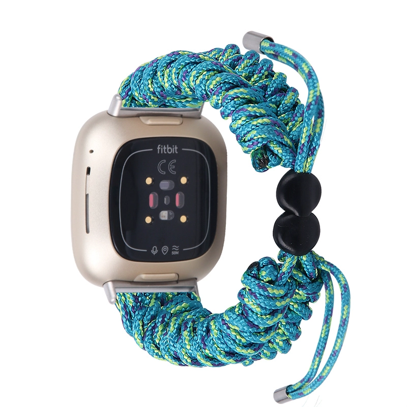 CBFV01 Ajustable Paragord Paraguas Cuerda Braiding Nylon Reloj Correa para Fitbit Versa 3 Sense