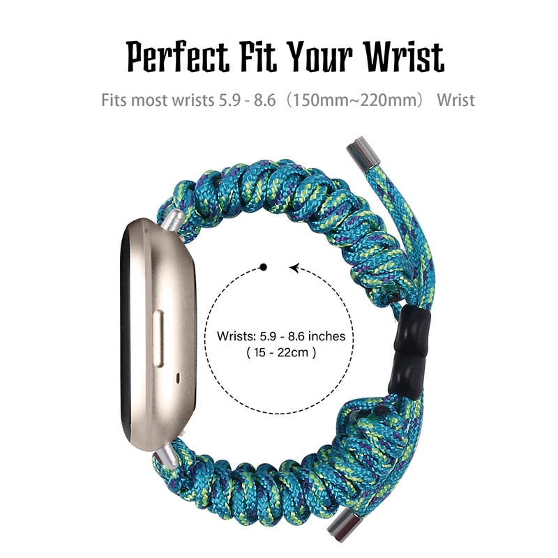 CBFV01 Ajustable Paragord Paraguas Cuerda Braiding Nylon Reloj Correa para Fitbit Versa 3 Sense