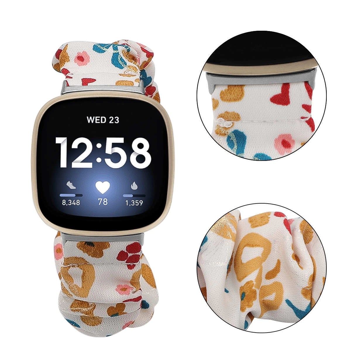 CBFV08 PRINT ELASTIC Scrunchie Straps Watch Band para Fitbit Versa 3 Sense Smart Watch
