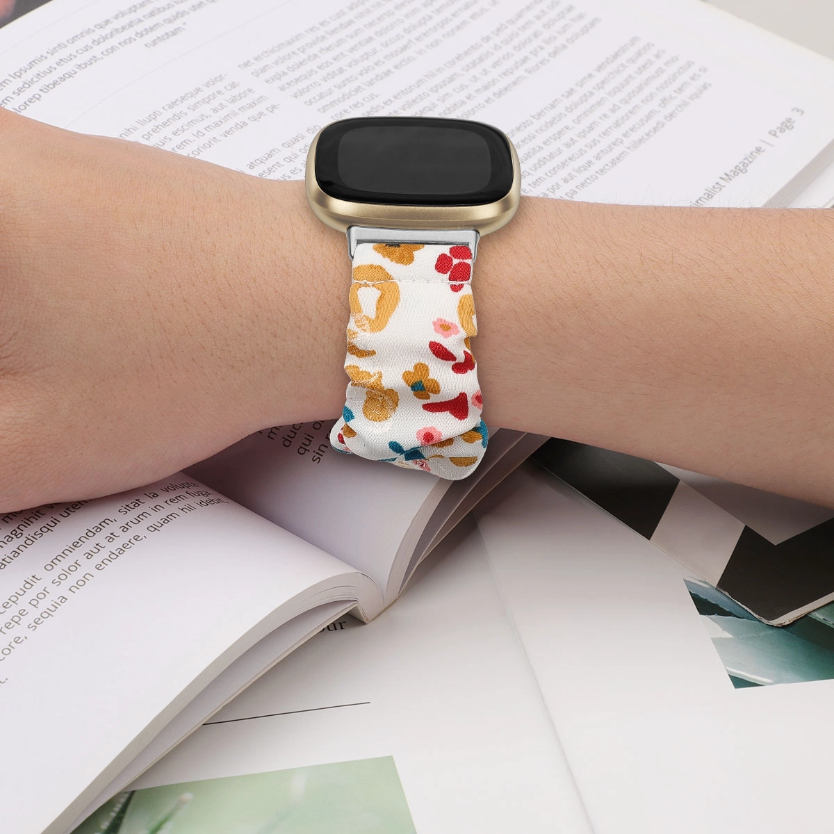 CBFV08 PRINT ELASTIC Scrunchie Straps Watch Band para Fitbit Versa 3 Sense Smart Watch
