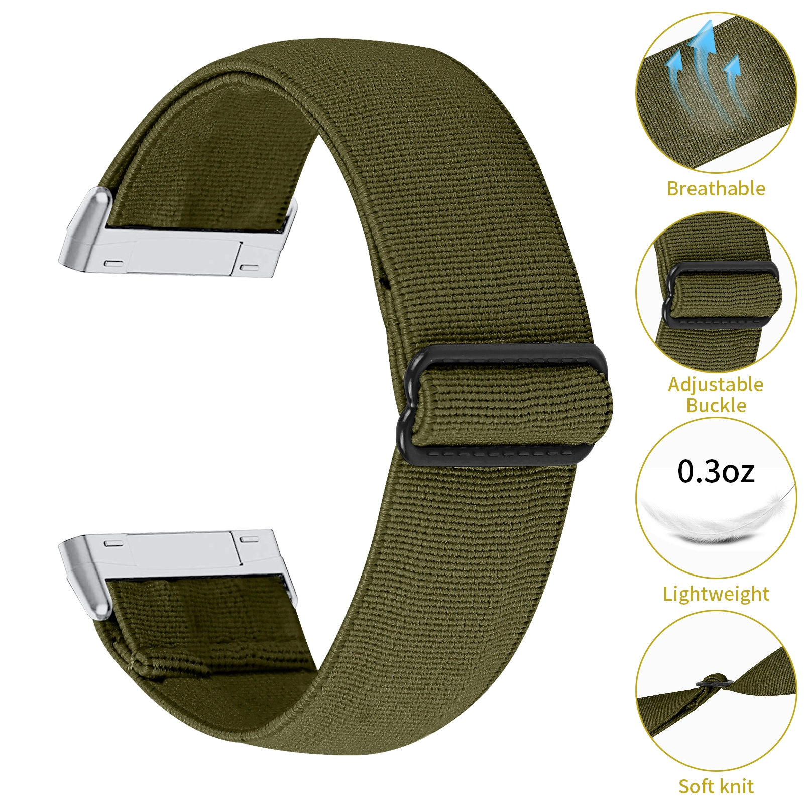 Correa de reloj de tela de nylon solitario trenzado CBFV09 para Fitbit Versa Sense