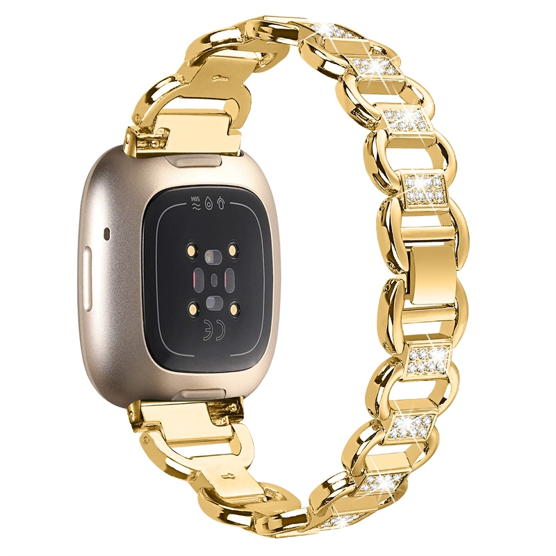 CBFV21 Diamond Metal Stainless Steel Bracelet Strap Smart Watch Band For Fitbit Versa 3