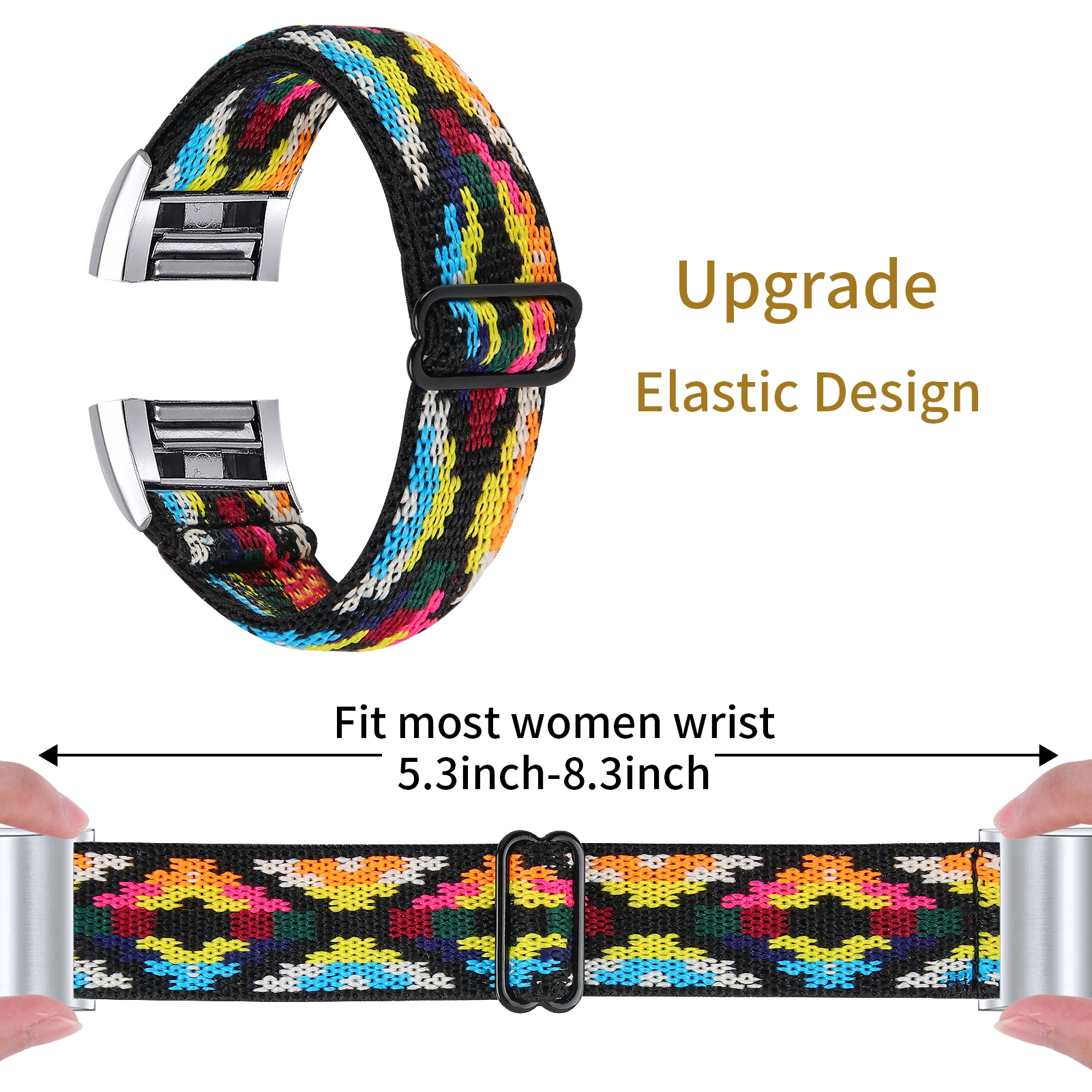 CBFW-C05 Elastic Fabric Nylon Braided Solo Loop Strap For Fitbit Charge 3 4