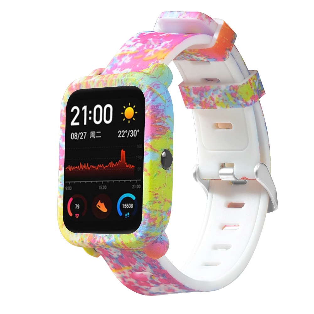 CBHA-110 Kolorowy silikonowy pasek do zegarka z nadrukiem do Xiaomi Huami Amazfit GTS