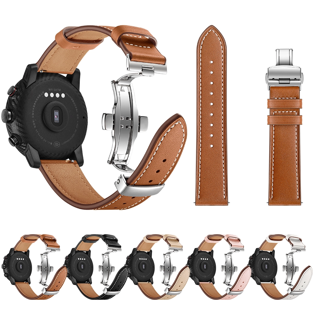 CBHA1002 Trendybay Butterfly Buckle Correa de reloj de pulsera de cuero para Apple Watch Series 4 3 2 1
