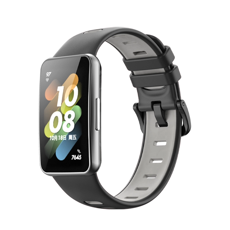 CBHB7-03 Dual color Buesta de reloj de silicona transpirable para Huawei Band 7 Smart Watch