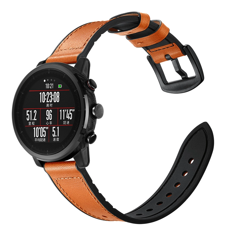 CBHW001 Nuevo estilo banda de reloj de goma de cuero genuino respirable