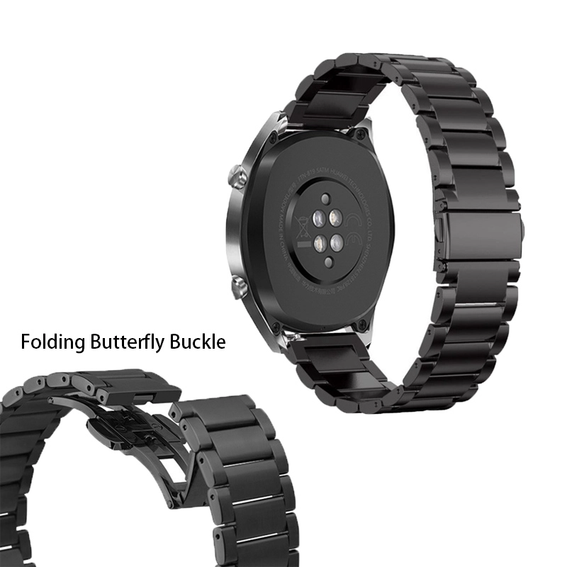 Banda de repuesto de acero inoxidable con hebilla de mariposa CBHW25 para correa de reloj de Huawei GT