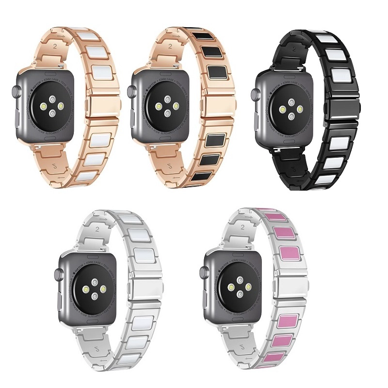 CBIW1016 Bracelet de remplacement en métal en céramique unique pour Apple Watch