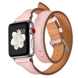 CBIW102 جولة مزدوجة على شكل حرف T تصميم جلد طبيعي حزام ساعة لأبل iWatch