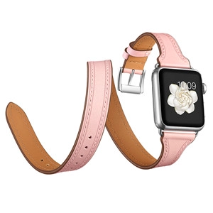 CBIW102 جولة مزدوجة على شكل حرف T تصميم جلد طبيعي حزام ساعة لأبل iWatch