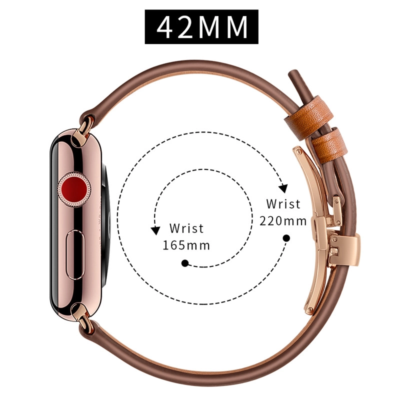 CBIW1025 Trendybay Butterfly Buckle Correa de reloj de cuero de grano superior para Apple Watch