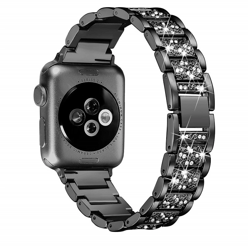 CBIW1032 Luxury Crystal Rhinestone Metal Bracelet Strap Compatible For Apple Watch