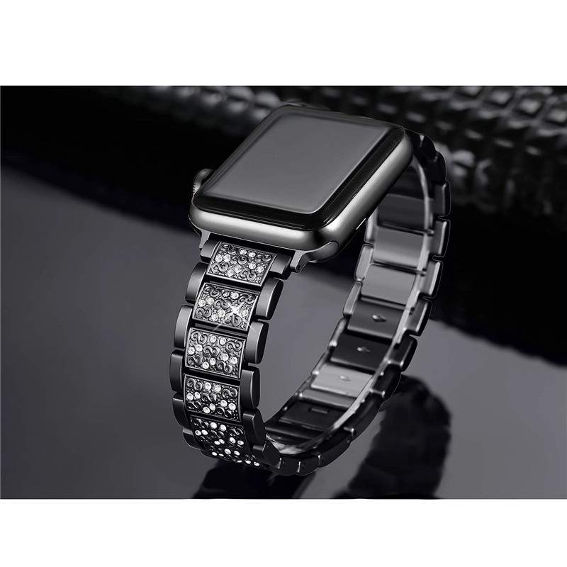 CBIW1032 Luxury Crystal Rhinestone Metal Bracelet Strap Compatible For Apple Watch