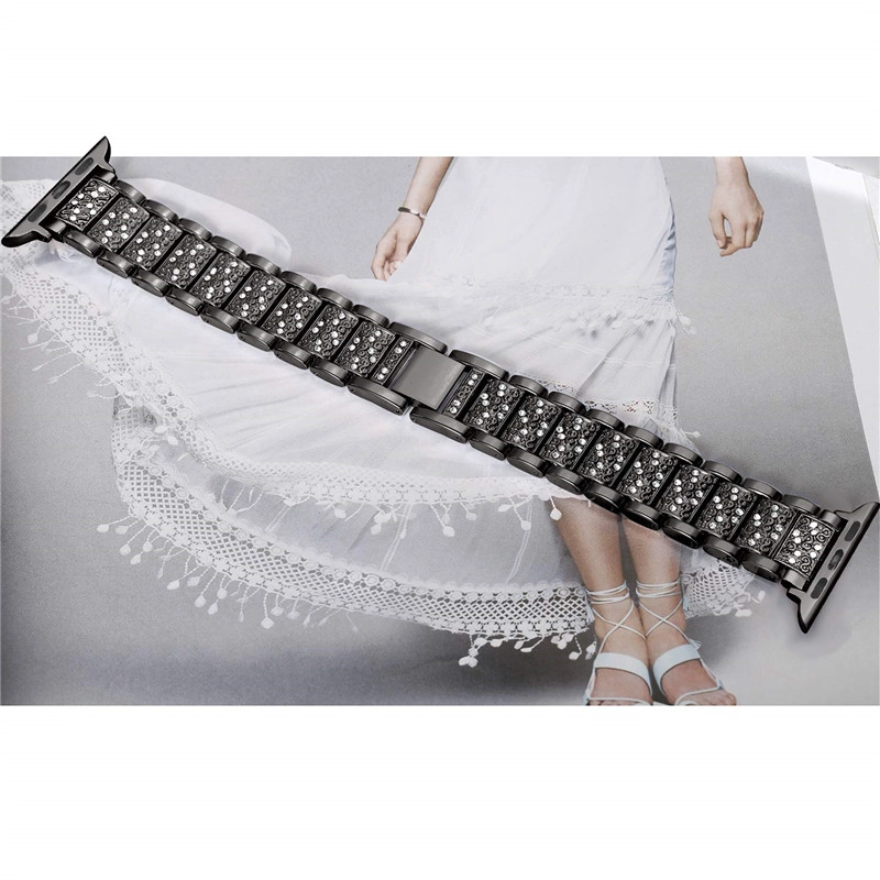 CBIW1032 Luxury Crystal Rhinestone Metal Bracelet Strap Compatible For Apple Watch