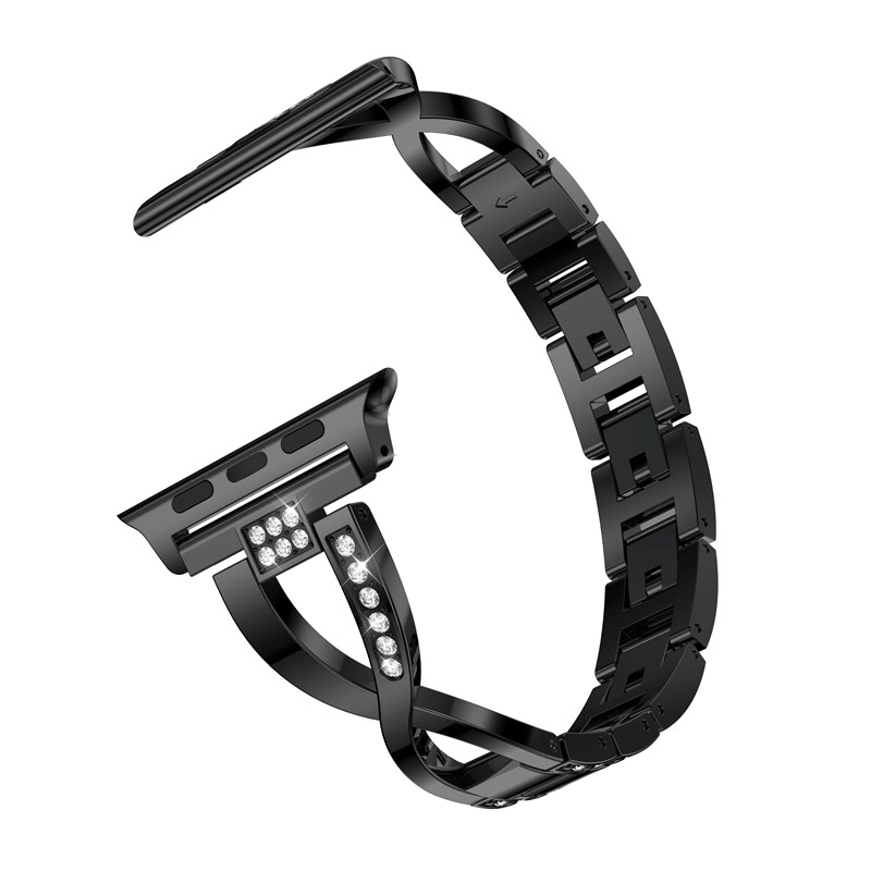 CBIW1033 X-Link Bling Rhinestone Alaşım Metal Watch Band iWatch 4 3 2 1 Için