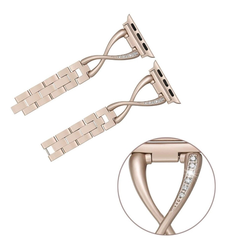 CBIW1036 Bandas de acero inoxidable X-Link con diamantes de imitación de cristal para Apple Watch Series 1 2 3 4
