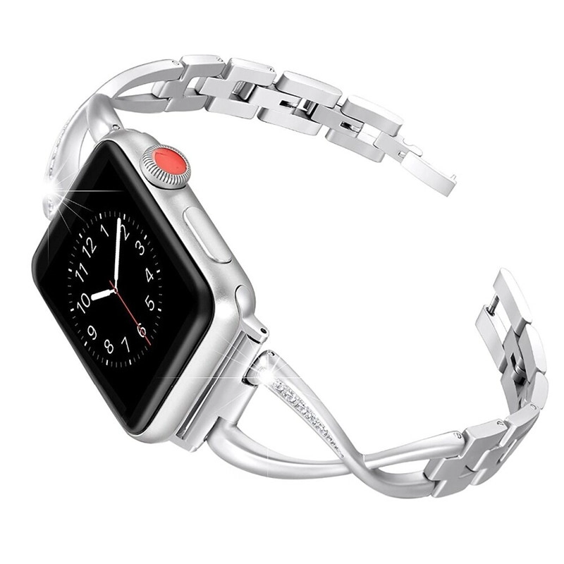 CBIW1036 Bandas de acero inoxidable X-Link con diamantes de imitación de cristal para Apple Watch Series 1 2 3 4