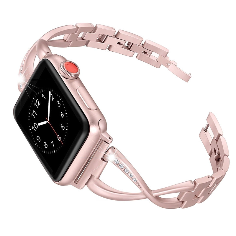 CBIW1036 Bandas de acero inoxidable X-Link con diamantes de imitación de cristal para Apple Watch Series 1 2 3 4