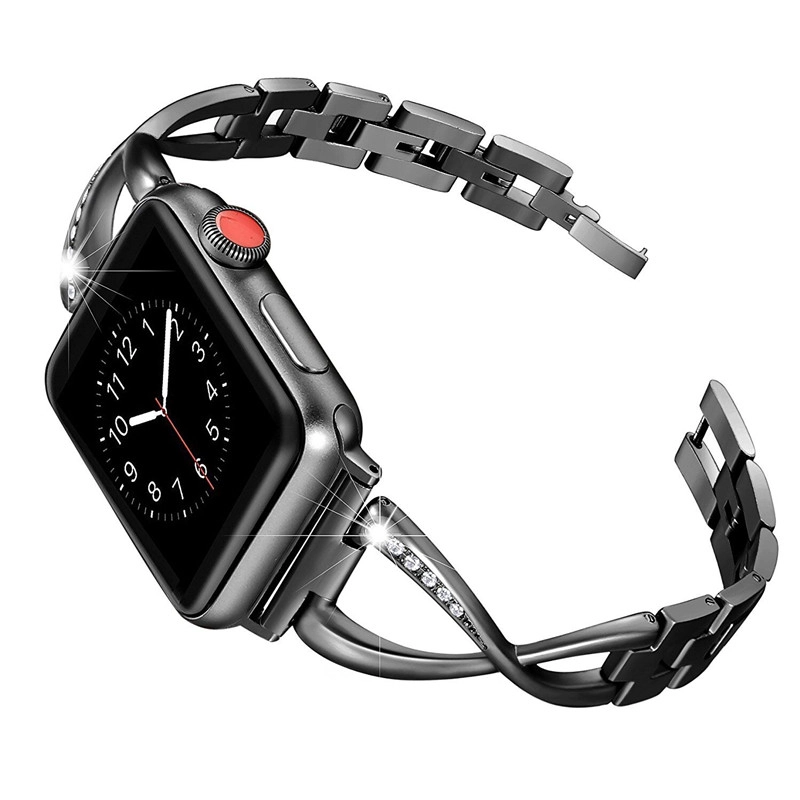 CBIW1036 Bandas de acero inoxidable X-Link con diamantes de imitación de cristal para Apple Watch Series 1 2 3 4